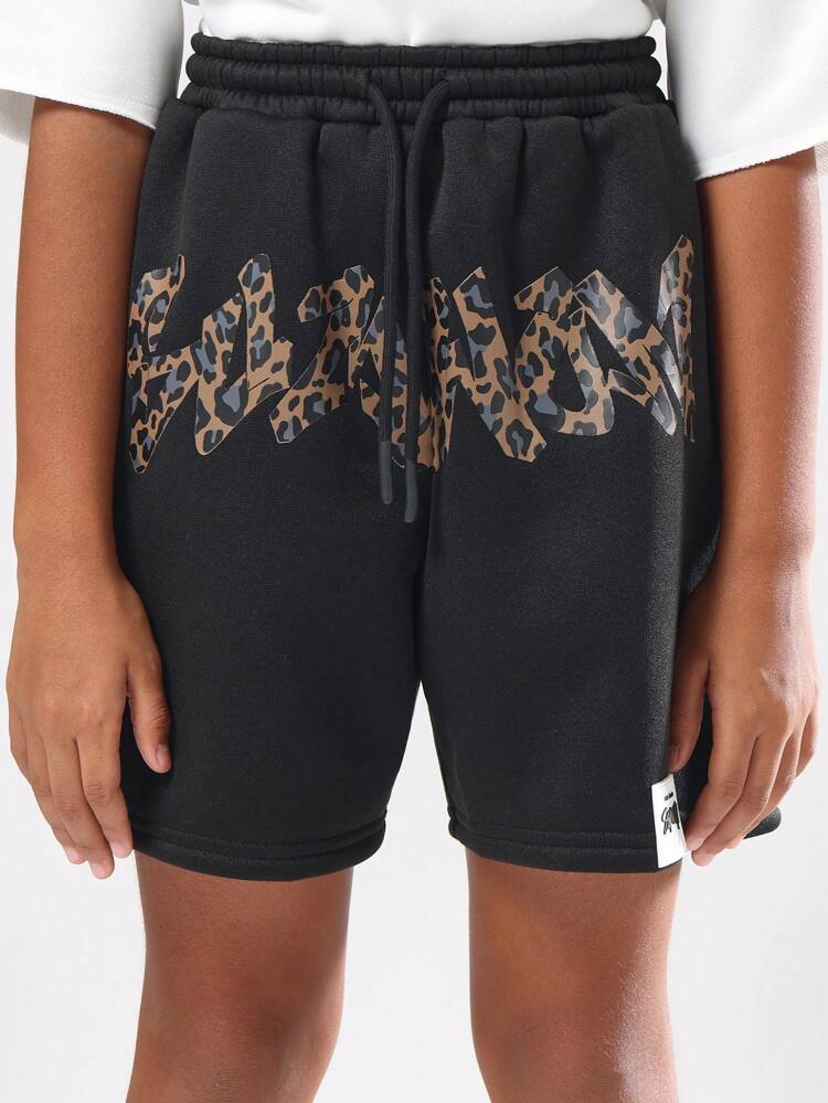 Pantaloncini da tuta con cavallo basso e logo leopardato