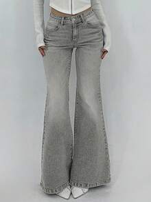 DAZY Women's Casual Flare Leg Jeans