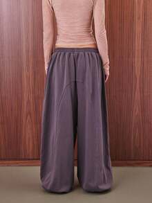 COUREZ Low Rise Oversized Joggers With Elastic Hem Cuff /Y2K Going Out Outfits  Women Clothes  Clothes Cute Spring Clothes For Women Wide Leg Pants Tracksuit Rave - Brown - View 3