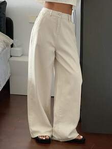 Livesso Damen Loose Lässig Weiße Jeans, Herbst/Winter Neuankömmling