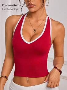 Dewbera 女式撞色装饰运动露背上衣