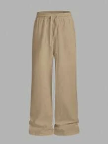 EASEVO Plus Size Men's Slim Fit Loose Long Pants, For Fall - Camel - View 3