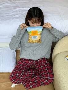 DAZY 青少年/少女休闲宽松格子睡衣/家居服，秋季圣诞节