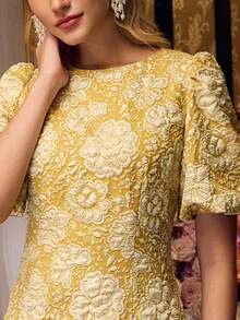 MOTF PREMIUM JACQUARD SLIM FIT DRESS - Yellow - View 3