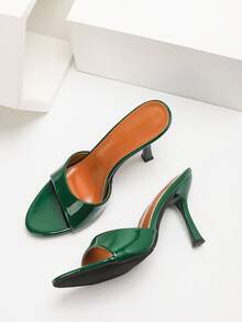 CUCCOO SZL Sandalias de tacón alto brillante para mujer, de moda para uso diario, fiestas y ocasiones - Verde - Ver 6