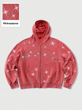 Street Life Herren Sweatshirt mit Kapuze und Strass-Verzierung, amerikanischer Straßen-Stil