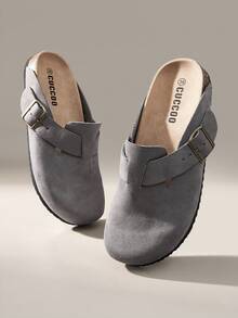 Solecia Women's Solid Color Round Toe Casual Versatile Flat Slide Sandals - Grey - View 6
