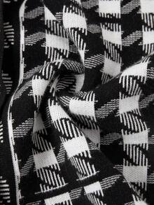 Ellevyn Cardigan élégant à col V et manches longues avec boutons, en tartan, pour femmes en automne/hiver - Noir et Blanc - Voir 5