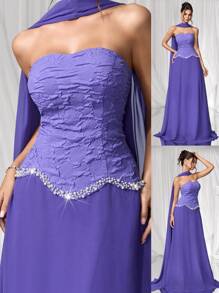 Coutiva Váy dạ hội sang trọng đính ngọc trai giả jacquard thanh lịch cao cấp dành cho nữ, phù hợp cho các sự kiện trang trọng và dạ tiệc - Màu tím  Violet - Xem 8