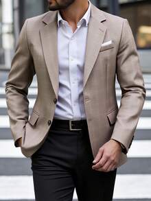 Manfinity Mode Men's Large Plaid Print Button Front Casual Business Suit Jacket - Multicolor - View 1