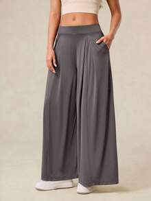 OutZeal 女士防紫外线凉爽触感丝滑柔软口袋阔腿运动裤日常休闲工作室秋季 - 淺灰紫 - 查看 7