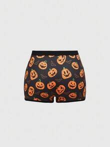 ROMWE Kawaii 1pc Women Halloween Pumpkin & Bat Graphic Panties
