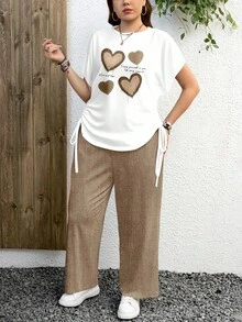 EMERY ROSE Casual Leopard Print Plus Size 2 Pieces Set, Suitable For Summer - Multicolor - View 6