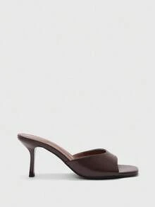 CUCCOO BIZCHIC Women's Coffee Color Square Toe Thin High Heel Strap Casual Versatile High Heel Sandals, Sexy For Dates, Parties, Summer Outfits For Christmas - Coffee Brown - View 3