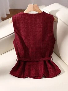 Franclia Nowy top bez rękawów dla kobiet w stylu europejskim i amerykańskim, odpowiedni na wiosnę i jesień - Sekwoja - Zobacz 2