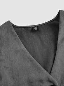 SHEIN MOD Plus Size Women's Solid Color Single-Breasted Vest And Wide-Leg Pants Casual Suit Set In Fall/Winter