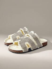 Solecia Women's Round Toe Rhinestone Slip-On Flats, Comfortable For Daily, Party, Commute, Versatile Fashion Shoes For Christmas - Beige - View 2