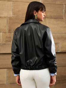 CLARA VERO Fashionable Versatile Solid Color Jacket, Suitable For Spring And Autumn - Black - View 2