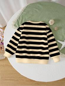 SHEIN X Care Bears 年轻女孩卡通条纹卫衣 - 白色 - 查看 2