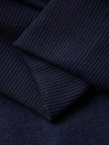 DAZY 男士字母印花连帽卫衣，街头风格，海军蓝，秋季 - 藏蓝色 - 查看 9