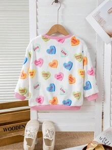 SHEIN 少女波点长袖毛绒卫衣，百搭秋冬装 - 彩色 - 查看 2