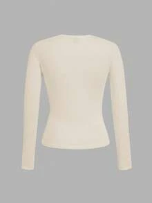 SHEIN EZwear 3 件套女士休闲圆领修身长袖 T 恤套装，适合春秋季节 - 彩色 - 查看 4