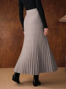 MOTF PREMIUM 褶裥长款毛衣针织裙（无腰带）