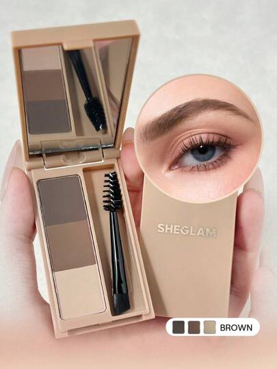 SHEGLAM Puff Brow Palette-Brown Brand Beauty Makeup Face Paint Cosmetic For Women Girls Perfect For Winter Spring Ideal For Y2K Fancy Fashion Suitable For Birthday Gift Party Ready Best Color