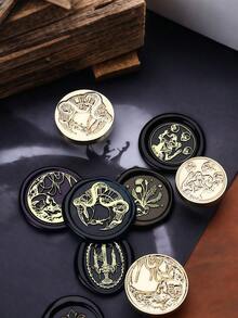 1 chiếc con dấu sáp dòng DARK SERIES mới, đầu con dấu kiểu cổ điển, chất liệu đồng thau có thể tháo rời, đầu con dấu sơn lửa dùng cho thiệp mời đám cưới, bao bì quà tặng, sổ lưu niệm, trang trí quà tặng thủ công DIY. - Nhiều kích cỡ - Xem 2