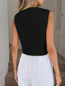 Easowa Áo ghi lê vải jacquard màu kem dành cho nữ - màu đen - Xem 5