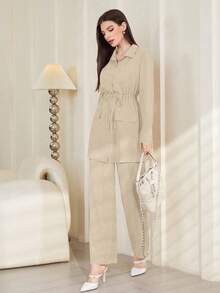 Graceveil Women's Plain Simple Daily Long Sleeve Top And Pants Set 2 Pieces Set