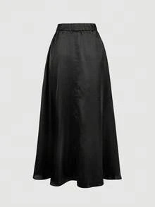 SHEIN MOD 女士优雅露肩荷叶边上衣和半身裙两件套 - 黑色 - View 8