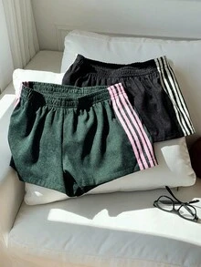 Comfortcana Quần short cạp trễ lưng thun thiết kế sọc dệt tối giản dành cho nữ - Nhiều màu - Xem 4