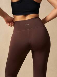 VARSIVA Women's Casual Sports Letter Print High Waist Leggings Brown Compression Leggings - Multicolor - View 8