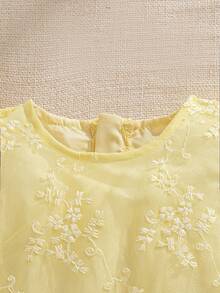 Souflis Souflis Infant/Baby Girl Princess Style Apricot Embroidered Mesh Bow Dress, Suitable For Birthday Party, Evening Event - Yellow - View 5