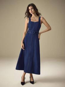 Selenza Women's Casual Sleeveless Denim Dress, Suitable For Commuting In Summer - Blue - View 7