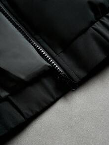 PAVTROS 男士摩托车立领字母印花插肩袖休闲冬季外套，赛车运动外套，秋季 - 黑色 - 查看 8