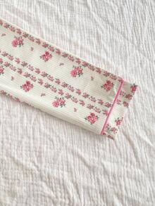 2pcs Girls Casual Ditsy Floral Long Sleeve Top And Pants Loungewear Set