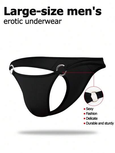 SHEIN DrisQ Plus Size Men's Solid Color Sexy G-String With Ring Detail