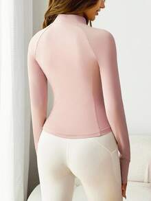 Sovereign Charm 女式修身插肩袖拉链休闲运动夹克 - 粉色 - 查看 3