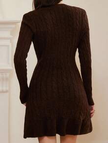 Aveloria Rosie 秋冬新款羊毛混纺时尚鱼尾针织连衣裙 - 咖啡棕 - 查看 2