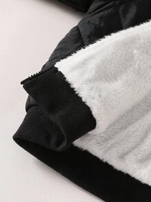 SHEIN Explorewe 男童休闲加厚保暖连帽羽绒服，秋冬季，2025返校季，儿童学院风及校园运动服，儿童冬季绗缝外套 - 黑色 - 查看 7