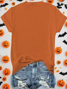 EMERY ROSE Áo thun in hình quả bí ngô cỡ lớn dành cho nữ - màu nâu - Xem 2