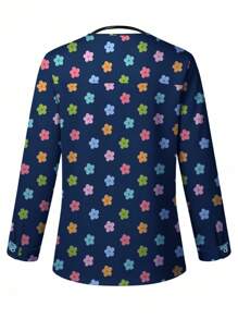 PopScrub Women All-Over Print Long Sleeve Uniform Jacket, Scrub Outerwear, Spring/Autumn - Multicolor - View 2
