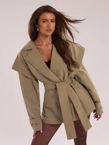 SHEIN BAE 女士时尚设计风衣，秋季