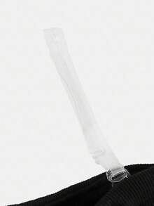 Girlism 优雅露肩不对称下摆长袖T恤，适合少女 - 黑色 - 查看 3