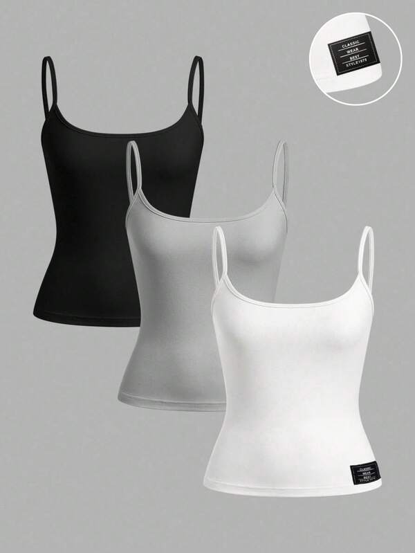 SHEIN EZwear قميص كروب بدون أكمام ضيق مناسب للصيف للنساء