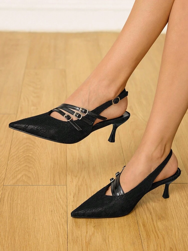 CUCCOO HITCHD Women's Fashionable Red Thin Strap Pointed Toe High Heels