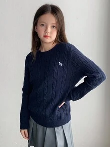 Hapijoa 青少年女孩日常休闲毛衣，秋季