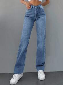 RueChic Women's Casual Daily Straight Leg Jeans - Light Wash - View 1